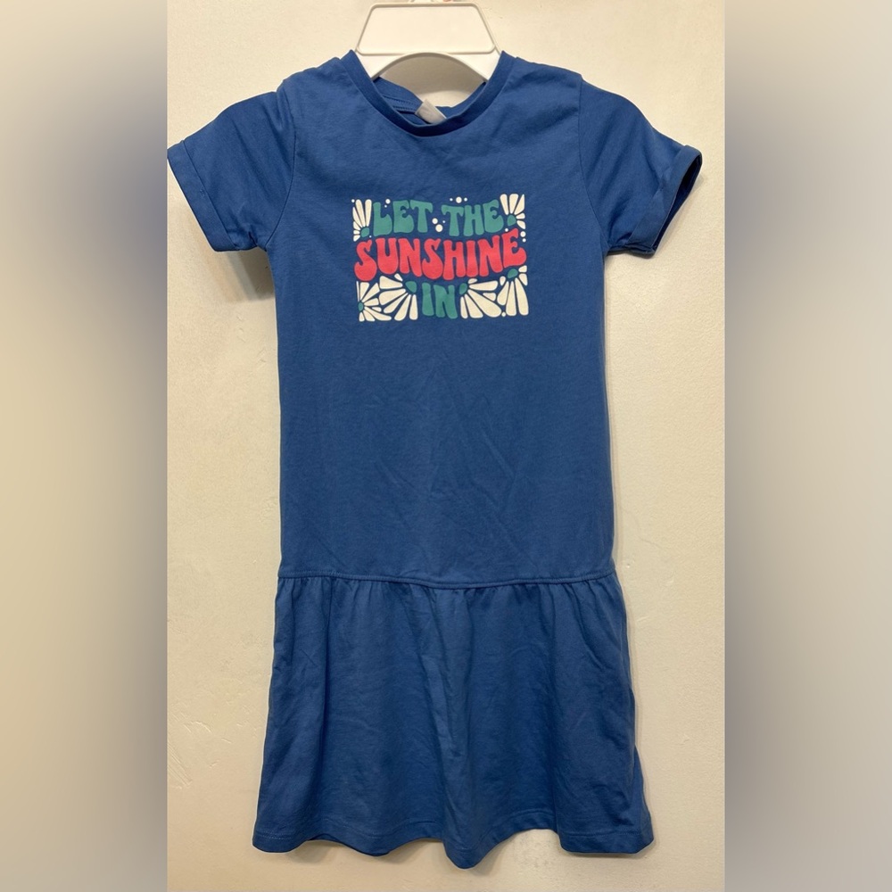 Lily&Dan Blue ‘Let The Sunshine In’ Short Sleeve Casual Summer Dress Girls Small